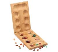 Coffee Table African Stone Game -Folding Game Board Natural Stone Pebbles, Portable And Educational Two-Player Strategy Games, Board Games Set For Large Groups Travel Family Parties Adults Kids Classi