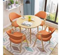 DAVBIR Coffee Table And Chair Set, Orange, Modern, 4 Person, Round, 80cm Table Top, 78cm Height