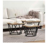 vidaXL Coffee Table 3 pcs Artisan Oak Engineered Wood and Steel, Brown