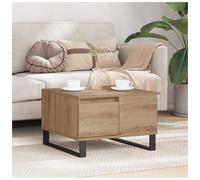 Coffee Table Artisan Oak 55 x 55 x 36.5 cm Engineered Wood Metal Legs w/Drawer.