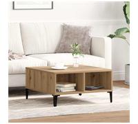 Coffee Table Artisan Oak 60x60x30 cm Engineered Wood 2 Shelves Compact 10cm Legs