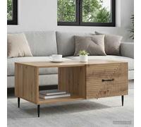 Coffee Table Artisan Oak 90 x 50 x 40 cm Engineered Wood Metal Legs with 2 doors
