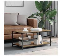 Coffee table artisan oak 90x49x40cm engineered wood with black metal frame style
