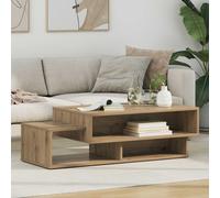 Coffee Table Artisan Oak Engineered Wood 105 x 50 x 32.5 cm 3-Shelf Rectangular