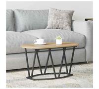 Coffee Table Artisan Oak Oval 80x40x40.5cm Engineered Wood Top Black Legs Design