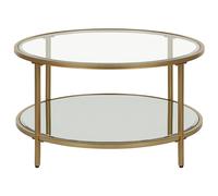Beliani Coffee Table BIRNEY Tempered Glass Gold, Gold