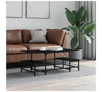 Coffee Table Black 100x50.5x40 cm Engineered Wood Top Metal Frame Storage Slim