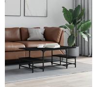 Coffee Table Black 100x50.5x40cm Engineered Wood Top Metal Frame Storage