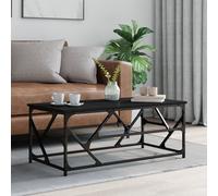 Coffee Table Black 100x50x40cm Engineered Wood Top Metal Frame Industrial Matte