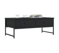 Coffee Table Black 101x49x39.5 cm Engineered Wood Metal 2-Drawer Unit Industrial
