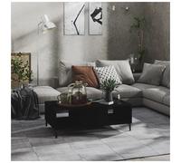 Coffee Table Black 103.5x60x35cm Engineered Wood Top Metal Legs with Shelf Extra