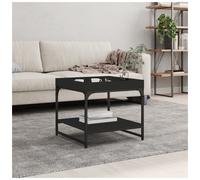 Coffee Table Black 49.5x49.5x45 cm Engineered Wood Top Iron Frame Modern Storage