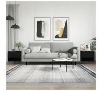 Coffee Table Black 50x46x50cm Engineered Wood Top Metal Legs Drawer Storage Slim