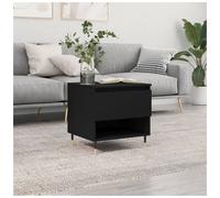 Coffee Table Black 50x46x50cm Engineered Wood Top Metal Legs Drawer Storage Unit