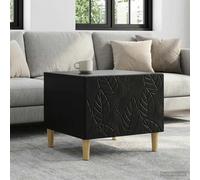 Coffee Table Black 50x49x40cm Engineered Wood Drawer Eucalyptus Legs ModernSmall