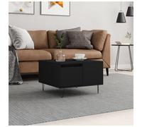 Coffee Table Black 55x55x36.5cm Engineered Wood Metal Legs Drawer Modern Sturdy