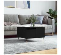 Coffee Table Black 55x55x36.5cm Engineered Wood Metal Legs Drawer Modern Stylish