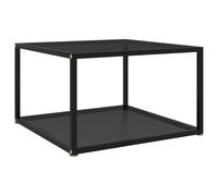 Coffee Table Black 60x60x35 cm Tempered Glass & Powder-Coated Steel 2-TierStore