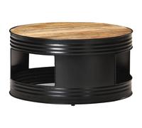Coffee Table Black 68x68x36 cm Solid Rough Mango Wood