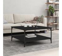 Coffee Table Black 80x80x40cm Engineered Wood Industrial Shelf Matte Frame Iron