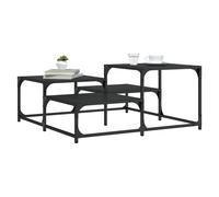 Coffee Table Black 87.5x87.5x40 cm Engineered Wood & Metal Industrial Square Top