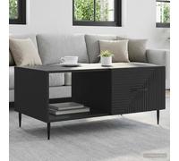 Coffee Table Black 90x50x40cm Engineered Wood 2-Drawer Storage Sleek Metal Legs