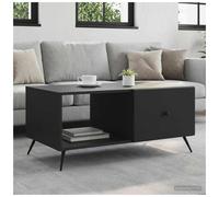 Coffee Table Black 90x50x40cm Engineered Wood Vintage Storage 2 Drawers SlimLegs