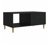 Coffee Table Black 90x50x40cm Engineered Wood with Brown Eucalyptus Legs & Shelf