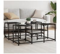 Coffee Table Black 91x91x40cm Engineered Wood Metal 2-Tier Industrial LayeredTop