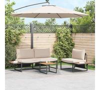 Coffee Table Black/Brown Powder-Coated Steel 55x55x35 cm Outdoor Minimal Square