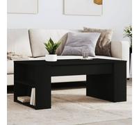 Coffee Table Black Engineered Wood 102x55x42 cm 2-Tier Minimalist Contemporary
