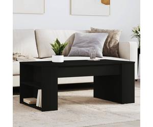 Coffee Table Black Engineered Wood 102x55x42 cm 2-Tier Minimalist Contemporary