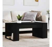 Coffee Table Black Engineered Wood 102x55x42 cm Modern Rectangular with Shelf UK