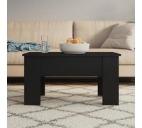 Coffee Table Black Engineered Wood 79 x 49 x 41 cm Lift-Top Hidden Storage Table