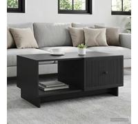 Coffee Table Black Engineered Wood 90x50x40cm Retro Storage with Knob Handles