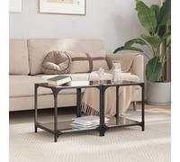 Coffee Table Black Glass 40x40x40 cm Engineered Wood Steel 2pcs Modern Compact