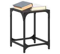 Coffee Table Black Glass Top 30x30x40cm Engineered Wood & Steel 2pcs Modern Set