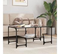Coffee Table Black Glass Top Engineered Wood & Steel 98.5x50x45 cm Modern Sleek