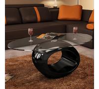 Vidaxl Coffee Table With Oval Glass Top High Gloss Black