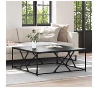 Coffee Table Black Oak 100x100x40cm Engineered Wood Steel Legs Modern for Living