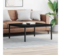 Coffee Table Black Oak 100x100x45cm Engineered Wood Top Metal Legs Minimalist XL
