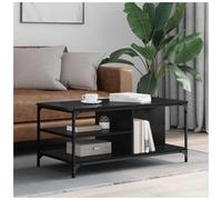 Coffee table Black Oak 100x50x45cm Engineered Wood 3-Shelf Industrial Rustic Lge