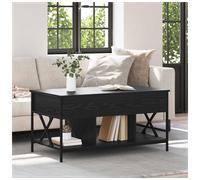 Coffee Table Black Oak 100x55x49.5cm Engineered Wood 3-Shelf Sturdy Metal Legs