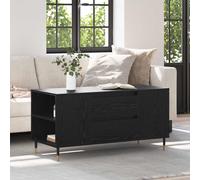 Coffee Table Black Oak 102x44.5x50cm Engineered Wood Drawer Shelf Modern Storage