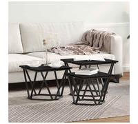 Coffee Table 3 pcs Black Oak Engineered Wood and Steel