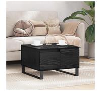 vidaXL Coffee Table Black Oak 55 x 55 x 36.5 cm Engineered Wood, Living Room, Modern Coffee Table, Durable Home Furniture, Accent with Shelves, Stylish Metal Legs, Functional Centerpiece