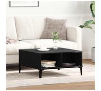 Coffee Table Black Oak 60 x 60 x 30 cm Engineered Wood Two-Shelf Compact Living