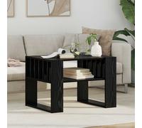 Coffee table Black Oak 66x49.5x45cm Engineered Wood Rectangular 2-Shelves Modern