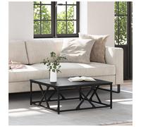 Coffee Table Black Oak 70 x 70 x 30 cm Engineered Wood Modern Steel Legs Sturdy