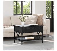 Coffee Table Black Oak 70x50x50cm Engineered Wood Lift-Top Matte Metal Frame XL